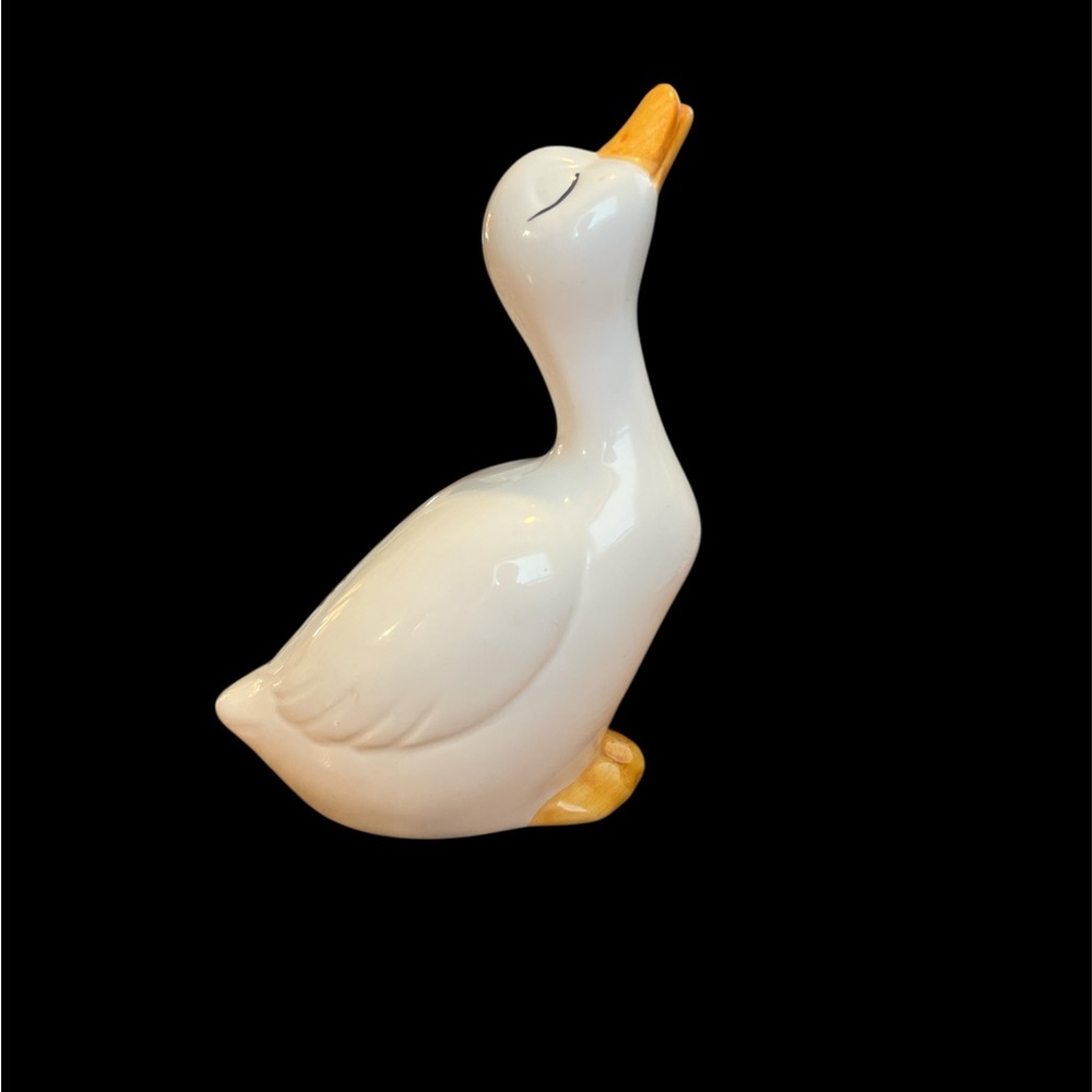 Vintage Charming White and Yellow Duck Figurine